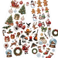 Feuille d'autocollants découpés de Noël – Autocollants festifs pour emballages cadeaux, journaux, bouteilles, carnets et vitrines