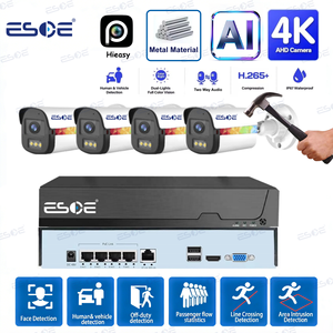 Kit NVR PoE Hieasy IP67 en métal 4 canaux 4MP 5MP 8MP avec reconnaissance faciale IA, système de caméra de vidéosurveillance avec détection IA, enregistreur vidéo réseau 4K - Product Image 1