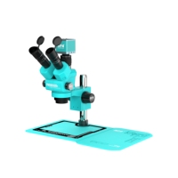 Microscope biologique stéréoscopique trinoculaire RF4 avec caméra 4K grand angle, zoom 6,5X-55X, champ de vision large pour échantillons biologiques