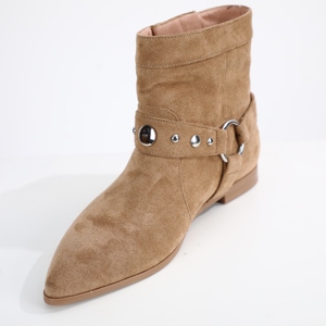 Nuovi Stivali da Cowboy da <span class=keywords><strong>Donna</strong></span> 2024, Slip-On in Camoscio con Anello Metallico, Punta Affusolata, Tacco Piatto, Stivaletti Eleganti per Autunno e Neve - Product Image 4