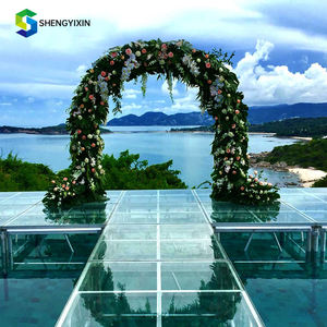 चार कॉलम ग्लास वेडिंग स्टेज फोल्डिंग पोर्टेबल ग्लास स्टेज प्लेटफॉर्म एल्यूमीनियम शादी मंच मंच - Product Image 1