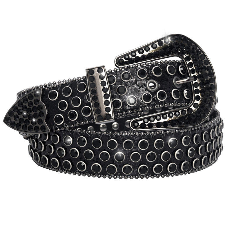 Luxury Crystal Rhinestone Belts Women Unisex Diamond Studded Western  Sparkle Designer Leather Belt