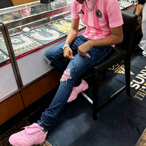 Jeans Hip Hop Y2K di Tendenza, Vestibilità Regolare, Denim Resistente, Patch in PU Rosa, Effetto Vissuto, Color Block, Abbigliamento Streetwear da <span class=keywords><strong>Uomo</strong></span> - Product Image 5