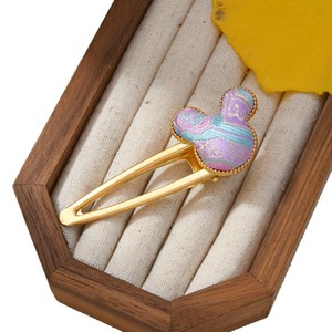 Pinces à cheveux en brocart de style chinois, produits culturels et créatifs faits à la main, adaptés aux tenues Hanfu et cheongsam, à porter sur le côté. - Product Image 5