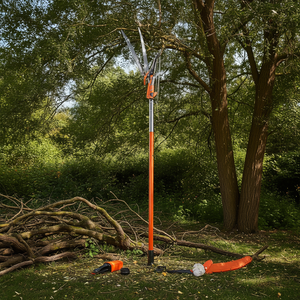 Sega per potatura manuale con asta estensibile in fibra di vetro da 7,3-27 piedi e lama in acciaio per la potatura di rami alti, attrezzo da giardino - Product Image 2