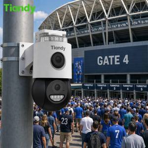 Caméra WiFi Tiandy double 4MP avec audio bidirectionnel, détection de mouvement cloud CMOS, vision nocturne couleur et lumière stroboscopique d'avertissement pour la maison - Product Image 4