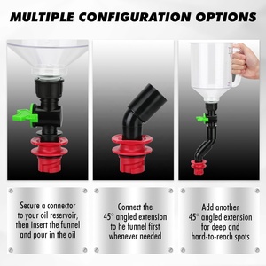 Kit de 20 entonnoirs en plastique vert/noir/transparent pour huile moteur, 12 adaptateurs, tuyau de siphon, raccord coudé, filtre à flèche, magnétique - Product Image 4