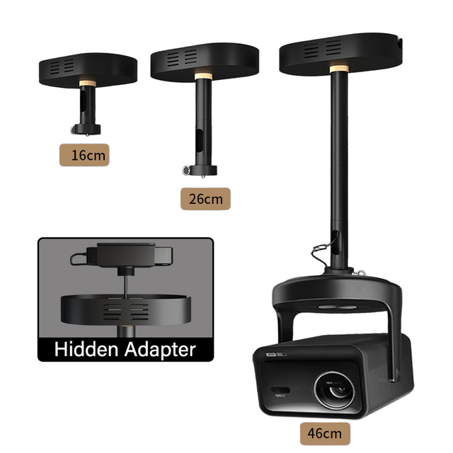 Adjustable Universal Aluminum Alloy Ceiling Mount for 1/4-inch Thread (Home Theater/Cinema Standard)
