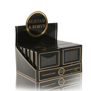 Boîtes à savon de luxe en carton recyclé <span class=keywords><strong>noir</strong></span> mat avec logo personnalisé, <span class=keywords><strong>design</strong></span> fenêtre et impression quadricolore - Product Image 1