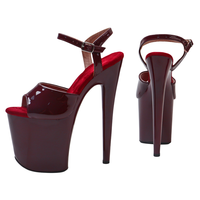 Sandales à talons hauts pour femmes, bout ouvert, bride en T, plateforme à talons hauts, bride à la cheville, chaussures de pole dance, 20 cm / 8 pouces