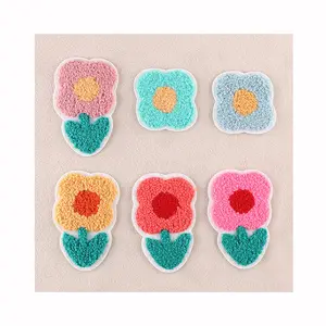 Parche bordado de toalla de girasol de dibujos animados adhesivo de fusión en caliente para sombreros bolsa mascotas ropa jeans zapatos decoración parches de ropa