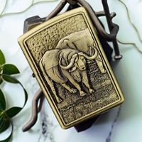 Briquet à chérone coupe-vent en alliage de zinc, avec roue d'allumage en métal gravé, style rétro, pour homme, cadeau, design audacieux