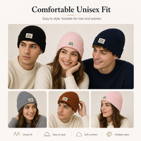 Gorro de Punto Acanalado Personalizado con Logotipo, Gorros de Invierno con Puño para Actividades al Aire Libre y Uniformes de Personal, Gorro de Punto de Marca Privada