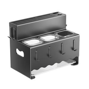 Support à Couteaux Multifonction en Acier Inoxydable, Organisateur de Cuisine Mural ou de Comptoir, Boîte de Rangement pour Baguettes et Cuillères, Hauteur 8-9,9 pouces - Product Image 2