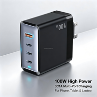 Cargador de Pared Multidispositivo de 100W con Tecnología GaN y Carga Rápida PD para Laptop y Teléfono Móvil