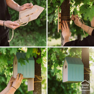 <span class=keywords><strong>Casa</strong></span> de pájaros de <span class=keywords><strong>madera</strong></span>, <span class=keywords><strong>casa</strong></span> de pájaros colgante de <span class=keywords><strong>madera</strong></span> creativa para jaula de pájaros pequeños, alimentador de decoración - Product Image 3