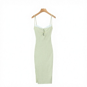 Vestido Midi ZATRHMBM Verano 2025, Casual, para Mujer, con Encaje Calado, Tejido de Punto, 100% Poliéster, Transpirable, Retro, Elegante y Ajustado - Product Image 3