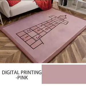 Color degradado 30mm de espesor habitación de los niños impreso dormitorio grande 3D lavable alfombra de alta calidad