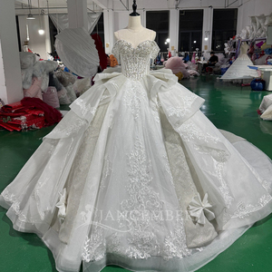 Mct003 Sparkly Bridal Ball Gown Beaded Bodice Layered <b>Ruffle</b> Overskirt Floral Lace Princess Wedding <b>Dress</b> Jancember - Product Image 5