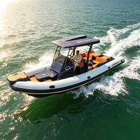 Bateau semi-rigide à coque en V profond de 9,9 m (33 pieds) avec cabine fermée, en aluminium 5083, avec Hypalon Orca, pour aventures offshore, fabrication de bateaux semi-rigides.