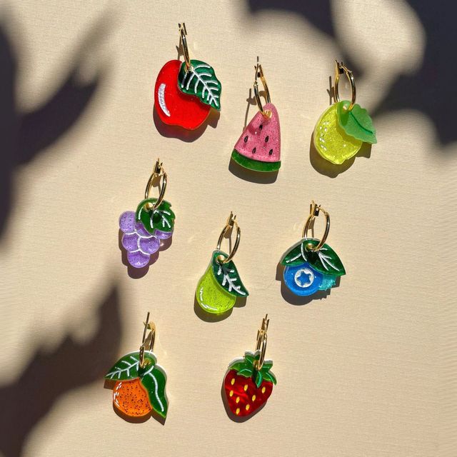 2026 Hot Sale Non-Fading Stainless Steel Hoops Earrings Cute Fruit Series Strawberries Apples Blueberries Cherry Dangle Earrings