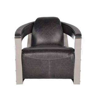 स्टेनलेस स्टील चमड़े की कुर्सी प्राचीन व्यथित चमड़े क्लब कुर्सियों विंटेज असली लेदर सोफा कुर्सी घर होटल के लिए - Product Image 4