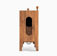 Meuble de Luxe Moderne en Bois pour Nourrisseur d'Animaux avec Fenêtre Transparente et Gamelle Surélevée |   Meubles pour animaux de compagnie en noyer pour chats et chiens