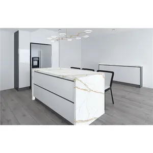 Thiết Kế Nhà Bếp Hiện Đại Counter Top Original Edge Hình Ảnh Tùy Chỉnh Kết Thúc Đồ Nội Thất Flat Đá Nhân Tạo Countertop Quartz