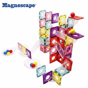 Magnescape 106 adet fabrika doğrudan satmak manyetik yapı mermer Run topları parça eğitici çocuk oyuncakları Boys için 3D mıknatıs