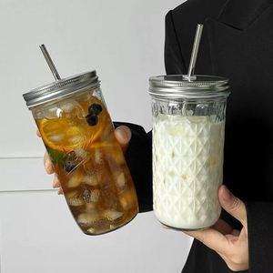 High Quality Wholesale 500ml Wide Mouth Reusable Portable Travel Beverage Glass Tumbler Mason Jar <b>Metal</b> <b>Straw</b> Lid Customized - Product Image 2