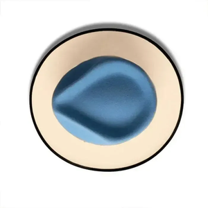 Beige Blue Wool Fedora <b>Hat</b> With Black Band 56-58CM Unisex Adult Casual European Style - Product Image 3