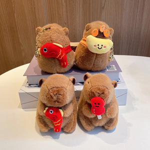 Dễ thương capybara siêu mềm sang trọng Mặt dây chuyền búp bê thêu Keychain đồ chơi PP bông đầy gấu loại món quà nhỏ bán buôn - Product Image 4