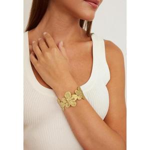 European American Minimalist High-End Open Geometric <b>Adjustable</b> <b>Bracelet</b> New Style Wide Flower Design Alloy Material Wholesale - Product Image 2