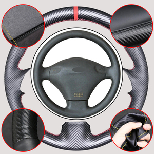 Cubierta de <span class=keywords><strong>volante</strong></span> de coche de cuero de fibra de carbono para <span class=keywords><strong>Ford</strong></span> <span class=keywords><strong>Fiesta</strong></span> 4 1996-2006 Mk4 1996-2006 - Product Image 1