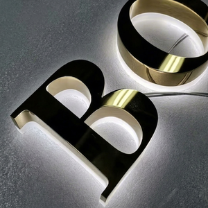 Enseigne de marque commerciale personnalisée en lettres en relief éclairées par LED en acrylique 3D et acier inoxydable pour usage en bureau/boutique - Product Image 1