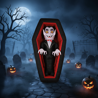 Cercueil de vampire gonflable géant de 6 pieds Décoration de cour extérieure pour Halloween Lumière LED Accessoire de fête Jardin Patio Vente chaude Nouveauté