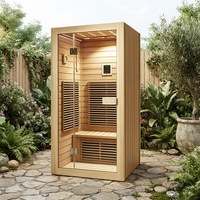 Sauna infrarouge portable de luxe en bois massif pour 2 personnes, relaxation par thérapie thermique infrarouge lointain avec 40-60 ° Chaleur douce pour une détoxification profonde