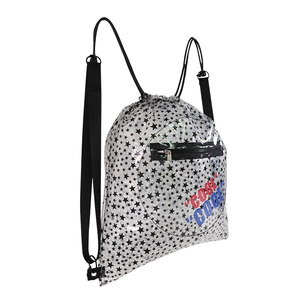 custom Trendy Bling Bling Glitter Draw String Back Pack Shiny Reversible Sequins <b>Drawstring</b> <b>Backpack</b> Bag - Product Image 5