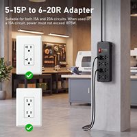 Multiprise industrielle robuste avec protection contre les surtensions, 8 prises NEMA 5-15P, cordon d'extension de 1,8 m, 2700 J, protection contre les manipulations et circuit de surcharge