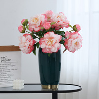 Fleur artificielle en gros d'usine pour la décoration de paysages de mariage, fleur de pivoine en soie pour la décoration de la maison, du bureau et des fêtes, fausse pivoine