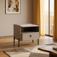 Table de chevet en bois massif, éco-responsable, grande capacité de rangement, style contemporain, idéale pour appartement et chambre à coucher, directement de l'usine