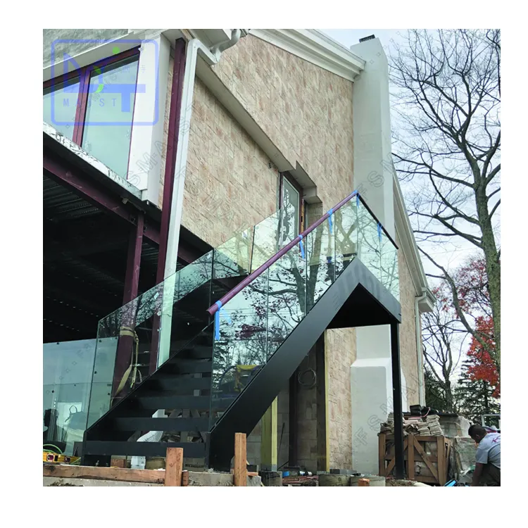 ישר עם חיצוני מדרגות זכוכית מדרגות פלדה stairway תוצרת סין-Maist