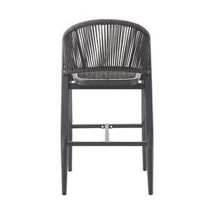 Juego de Bar bistró tejido de cuerda gris oscuro muebles de hotel de lujo con carbón de mesa de metal de aluminio para uso en bar o restaurante - Product Image 2