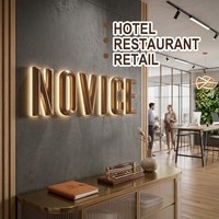 Lettres rétroéclairées personnalisées, enseigne en acier inoxydable noir avec halo lumineux 3D, signalétique pour hall d'entrée de bureau