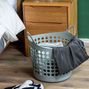 Laundry <b>Basket</b> Round <b>Plastic</b> Storage <b>Basket</b> For Clothes Portable Household Use - Product Image 3