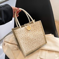 Ensemble de sacs fourre-tout décontractés pour femmes, sac à bento personnalisé brodé avec bouton, sacs de courses réutilisables