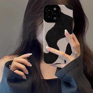 Onda concisa nero bianco stampa morbida TPU pelle artificiale custodia per telefono cellulare per <span class=keywords><strong>Iphone</strong></span> <span class=keywords><strong>X</strong></span> Xr Xs 11 12 13 14 15 16 17 Pro Max - Product Image 3