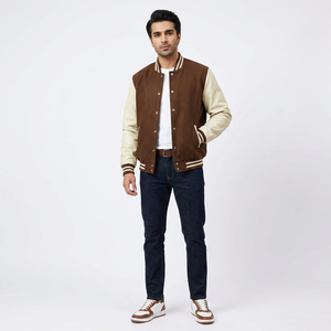 2026 Best Design Lightweight Canvas <b>Men's</b> Varsity <b>Jacket</b> Professional High Quality Stand Collar College <b>Baseball</b> <b>Jacket</b> Front - Product Image 1