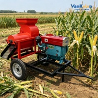 Décortiqueuse de maïs mobile sur roues 5TYM-850 en acier, durable, entraînée par un moteur diesel 12-18 CV, capacité de 2-3 tonnes par heure, pour usage rural