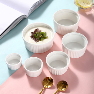 Ensemble de bols à dessert en céramique de style nordique, ramequins en porcelaine côtelée durables pour la restauration fine et les banquets, résistants au four - Product Image 3
